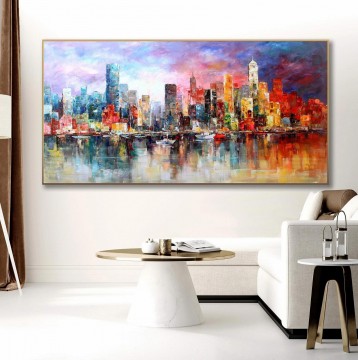 Manhattan New York NYC Skyline cityscape urban Oil Paintings